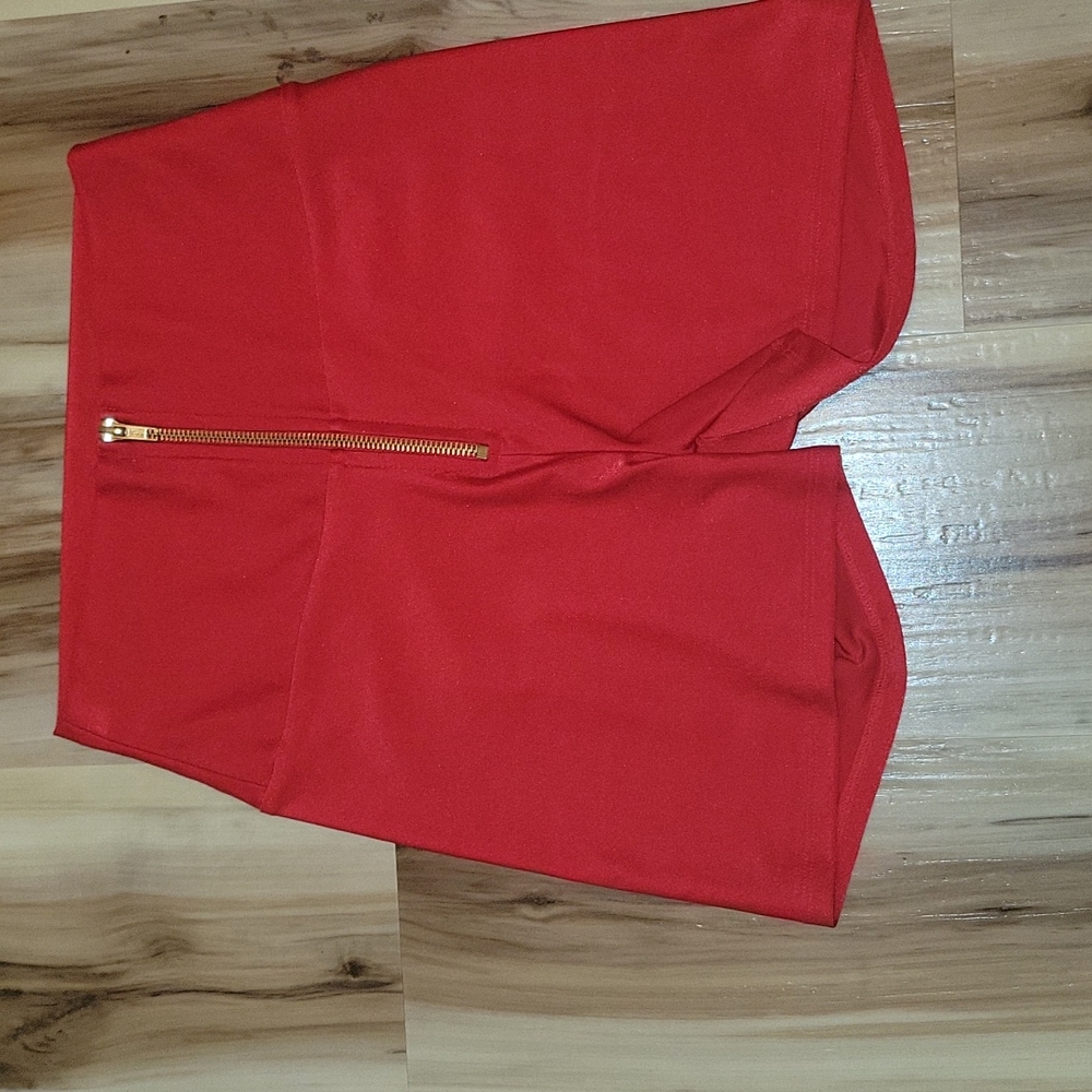 NWOT High Waisted Red Zip Up Nylon Shorts